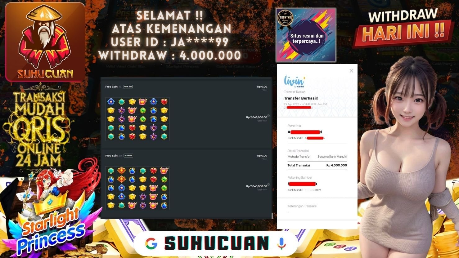 SUHUCUAN JACKPOT SLOT STARLIGHT PRINCESS